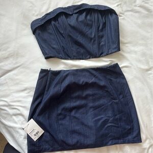 Denim Blue Mini Pencil Skirt Set